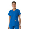 Force Essentials Women's V-Neck Knit Panel Scrub Top Royal
