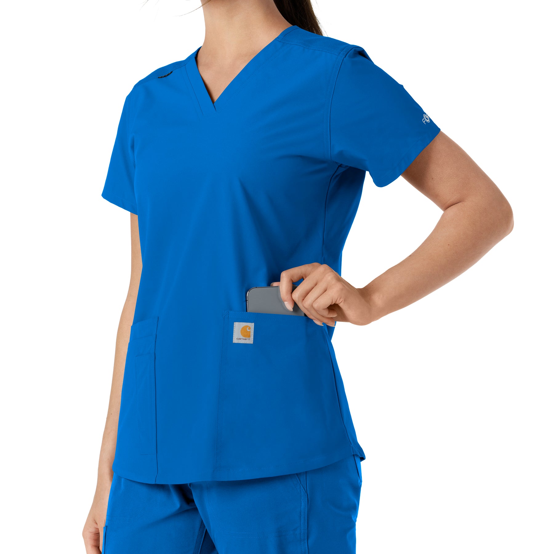 Force Essentials Women's V-Neck Knit Panel Scrub Top Royal back detail