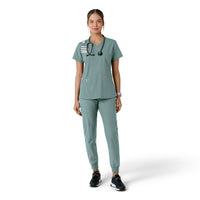Force Essentials Women's V-Neck Knit Panel Scrub Top Summer Blue full scrub set