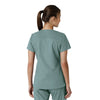 Force Essentials Women's V-Neck Knit Panel Scrub Top Summer Blue back view