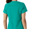 Force Essentials Women's V-Neck Knit Panel Scrub Top Teal hemline detail