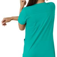 Carhartt Force Essentials Women's V-Neck Knit Panel Scrub Top - Teal
