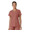 Force Essentials Women's V-Neck Knit Panel Scrub Top Wildrose