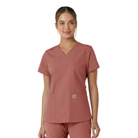 Force Essentials Women's V-Neck Knit Panel Scrub Top Wildrose
