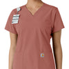 Force Essentials Women's V-Neck Knit Panel Scrub Top Wildrose side detail 1