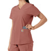 Force Essentials Women's V-Neck Knit Panel Scrub Top Wildrose back detail