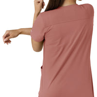 Carhartt Force Essentials Women's V-Neck Knit Panel Scrub Top - Wildrose