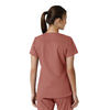 Force Essentials Women's V-Neck Knit Panel Scrub Top Wildrose back view