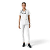 Force Essentials Women's V-Neck Knit Panel Scrub Top White full scrub set