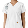 Force Essentials Women's V-Neck Knit Panel Scrub Top White side detail 1