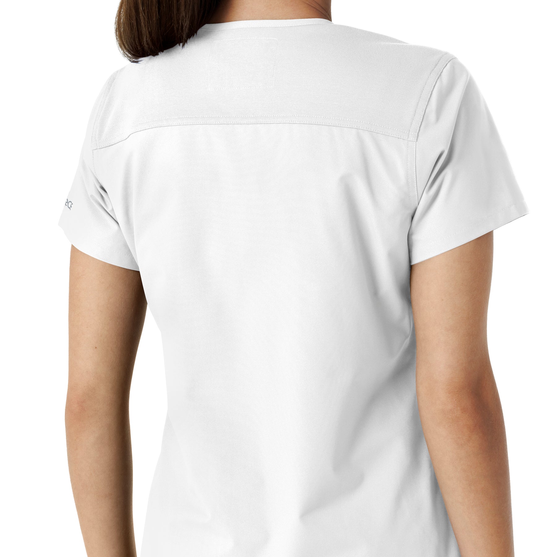 Force Essentials Women's V-Neck Knit Panel Scrub Top White hemline detail