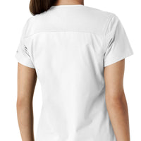 Force Essentials Women's V-Neck Knit Panel Scrub Top White hemline detail