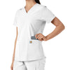 Force Essentials Women's V-Neck Knit Panel Scrub Top White back detail