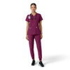 Force Essentials Women's V-Neck Knit Panel Scrub Top Wine full scrub set