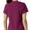 Force Essentials Women's V-Neck Knit Panel Scrub Top Wine hemline detail