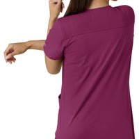Carhartt Force Essentials Women's V-Neck Knit Panel Scrub Top - Wine