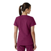 Force Essentials Women's V-Neck Knit Panel Scrub Top Wine back view