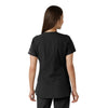 Force Essentials Women's Notch Neck Tunic Knit Panel Scrub Top Black back view