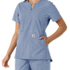 Carhartt Force Essentials Women's Notch Neck Tunic Knit Panel Scrub Top - Ceil Blue