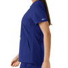 Force Essentials Women's Notch Neck Tunic Knit Panel Scrub Top Galaxy Blue back detail