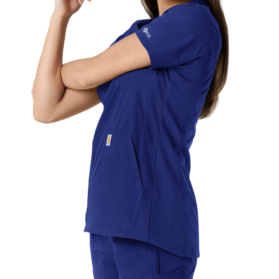 Carhartt Force Essentials Women's Notch Neck Tunic Knit Panel Scrub Top - Galaxy Blue