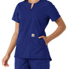 Carhartt Force Essentials Women's Notch Neck Tunic Knit Panel Scrub Top - Galaxy Blue