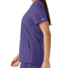 Force Essentials Women's Notch Neck Tunic Knit Panel Scrub Top Grape back detail