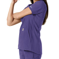 Carhartt Force Essentials Women's Notch Neck Tunic Knit Panel Scrub Top - Grape