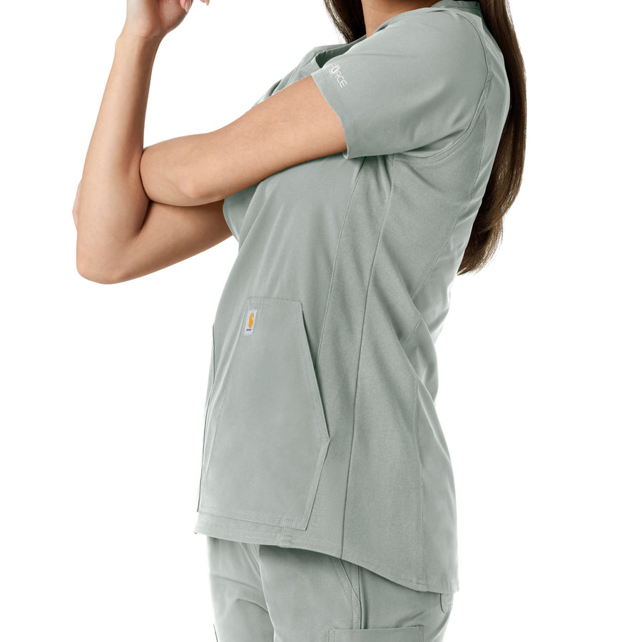Carhartt Force Essentials Women's Notch Neck Tunic Knit Panel Scrub Top - Grey