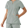 Carhartt Force Essentials Women's Notch Neck Tunic Knit Panel Scrub Top - Grey