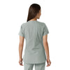 Force Essentials Women's Notch Neck Tunic Knit Panel Scrub Top Grey back view