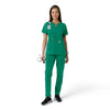 Force Essentials Women's Notch Neck Tunic Knit Panel Scrub Top Hunter full scrub set