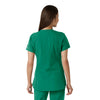 Force Essentials Women's Notch Neck Tunic Knit Panel Scrub Top Hunter back view