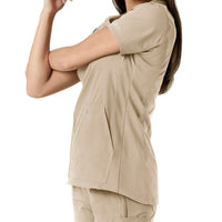 Carhartt Force Essentials Women's Notch Neck Tunic Knit Panel Scrub Top - Khaki