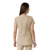 Force Essentials Women's Notch Neck Tunic Knit Panel Scrub Top Khaki back view