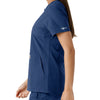 Force Essentials Women's Notch Neck Tunic Knit Panel Scrub Top Navy back detail