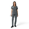 Force Essentials Women's Notch Neck Tunic Knit Panel Scrub Top Pewter full scrub set