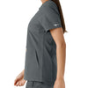 Force Essentials Women's Notch Neck Tunic Knit Panel Scrub Top Pewter back detail
