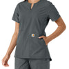 Carhartt Force Essentials Women's Notch Neck Tunic Knit Panel Scrub Top - Pewter
