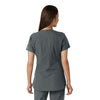 Force Essentials Women's Notch Neck Tunic Knit Panel Scrub Top Pewter back view