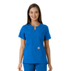 Force Essentials Women's Notch Neck Tunic Knit Panel Scrub Top Royal