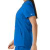 Force Essentials Women's Notch Neck Tunic Knit Panel Scrub Top Royal back detail