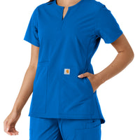 Carhartt Force Essentials Women's Notch Neck Tunic Knit Panel Scrub Top - Royal