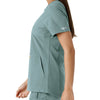 Force Essentials Women's Notch Neck Tunic Knit Panel Scrub Top Summer Blue back detail