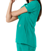 Carhartt Force Essentials Women's Notch Neck Tunic Knit Panel Scrub Top - Teal