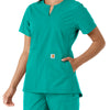 Carhartt Force Essentials Women's Notch Neck Tunic Knit Panel Scrub Top - Teal