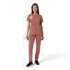 Force Essentials Women's Notch Neck Tunic Knit Panel Scrub Top Wildrose full scrub set