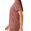 Force Essentials Women's Notch Neck Tunic Knit Panel Scrub Top Wildrose back detail