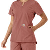 Carhartt Force Essentials Women's Notch Neck Tunic Knit Panel Scrub Top - Wildrose