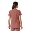 Force Essentials Women's Notch Neck Tunic Knit Panel Scrub Top Wildrose back view